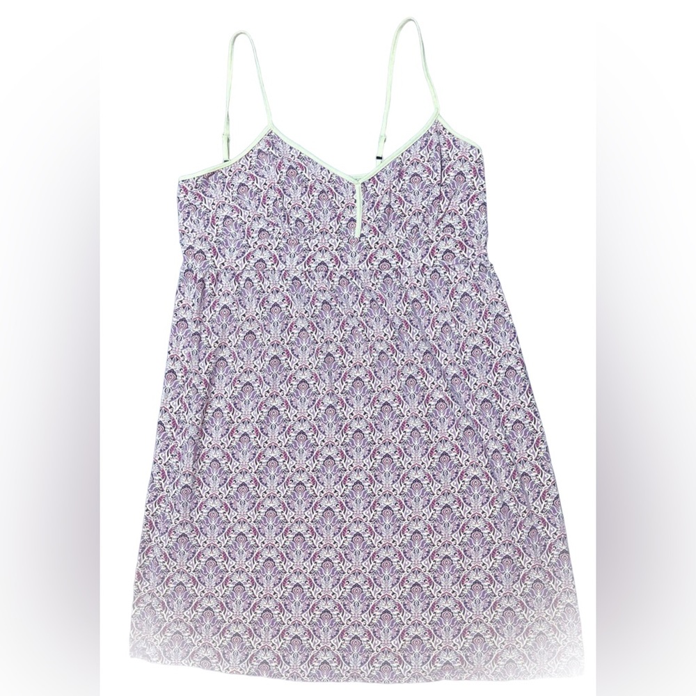 ANN TAYLOR Purple Lilac TILE print Slip-dress, SUNDRESS, Swim Coverup sz:LP